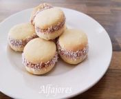 Lean how to make delicious Alfajores cookies&#60;br/&#62;&#60;br/&#62;makes 40 cookies &#60;br/&#62;Ingredients:&#60;br/&#62;2 sticks (220g) butter – soft&#60;br/&#62;1¼ (150g) powdered sugar &#60;br/&#62;1 3/4cups (245g) all-purpose flour &#60;br/&#62;2 cups (240g) cornstarch&#60;br/&#62;2 tsp baking powder&#60;br/&#62;5 egg yolks&#60;br/&#62;1 tsp vanilla extract&#60;br/&#62;10.6oz (300g) dolce de leche&#60;br/&#62;1/4 cup desiccated coconut (optional)&#60;br/&#62;&#60;br/&#62;Method:&#60;br/&#62;1. Place flour, cornstarch and baking powder in a bowl. Whisk and set aside.&#60;br/&#62;2. In a mixing bowl beat butter and powdered sugar until fluffy. Add egg yolks, one at the time, add vanilla extract, beat until incorporated.gradually add the flour mixture and beat until smooth dough is formed. shape the dough into a smooth disk, Wrap it and Place in the refrigerator for a minimum of 1 hour.&#60;br/&#62;3. Line two baking trays with baking parchment, set aside.&#60;br/&#62;4. Roll out the dough on a lightly floured surface to 1/4-inch (1/2cm) thickness. Cut out biscuits with a 2-inch (5cm) round or fluted cutter. Reroll leftover dough and cut more biscuits.&#60;br/&#62;5. Place the cookies on the baking sheets and Put back in the fridge for 30 min.&#60;br/&#62;6. Preheat oven to 350F (180C)&#60;br/&#62;7. Bake 1 sheet at a time for 8-9 min, the cookies should stay pale on top. cool completely.&#60;br/&#62;8. With a pastry bag or a spoon spread dolce de leche over one cookie, gently close and make sandwich. For decoration roll the cookies in desiccated coconut or dust with powdered sugar.