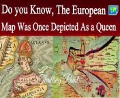 The European map was once depicted as a Queen &#124; Europa Regina &#124; Thrilling Point&#60;br/&#62;Putsch’s original map, a somewhat crude woodcut, became known by a variety of titles, including “Europa Regina” (“Queen Europe”). The progression from the queen’s head to foot moves from west to east, Putsch labeling each region with a Latin name: Hispania, the Iberian Peninsula in the west, is the figure’s head, and eastern regions of Bulgaria and Muscovia form her feet. The arm on the left is Italy and Sicily is represented by an orb in its hand. The arm on the right is Denmark.
