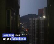 Hong Kong was lashed by nearly 10,000 cloud-to-ground lightning strikes from Tuesday night to Wednesday morning, according to data from the city&#39;s weather observatory.