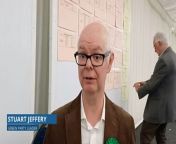 Stuart Jeffery, Green Party leader, speaks from the Maidstone count