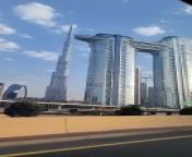 Beautiful road journey video shoot in Dubai UAE and charming view looks Burj khalifa Dubai UAE.