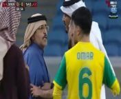 A Qatari league match was sensationally interrupted on Sunday evening when a club president stormed the pitch to furiously protest a controversial penalty decision. &#60;br/&#62;&#60;br/&#62;Al-Wakrah was drawing 0-0 with title rivals Al-Sadd in the Qatar Stars League top flight when the referee pointed to the spot in the 65th minute, which left the former president Sheikh Khalifa bin Hassan Al-Thani fuming.&#60;br/&#62;&#60;br/&#62;Al-Thani made his way down from his executive box to the touchline before moving into the field of play as he began to angrily protest the decision, gesturing passionately and having to be held back by other members of staff. &#60;br/&#62;&#60;br/&#62;On the pitch, the Al-Wakrah players also remonstrated but the referee looked undeterred and stuck by his decision. &#60;br/&#62;&#60;br/&#62;Al-Thani began speaking with his goalkeeper Saoud Mubarak Al Khater, who then relayed a message back to his teammates after the club chief suggested he wanted to speak with the official. &#60;br/&#62;&#60;br/&#62;The Al-Wakrah supremo then incredibly makes his way towards the goal where the incident occurred despite attempts to stop him from interfering.&#60;br/&#62;&#60;br/&#62;That wasn&#39;t the end to the craziness, however, as Al-Wakrah keeper Saoud charged outside his box during another opportunity for Afif, who was bearing down on goal. &#60;br/&#62;&#60;br/&#62;He clattered the forward outside the box and was shown a red card by the official during a feisty encounter. &#60;br/&#62;&#60;br/&#62;Al-Wakrah managed to hold on despite having one man fewer as they ground out a goalless draw, a vital result in their title race.&#60;br/&#62;&#60;br/&#62;League leaders Al-Sadd, the 16-time champions formerly managed by Xavi, are now four points ahead of them in the table after 13 games played.