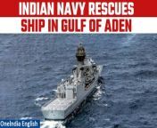 In a daring rescue operation, the Indian Navy has successfully evacuated 23 people, including 13 Indians, from a merchant vessel in the Gulf of Aden following a drone strike. The incident took place on March 4 when the Liberian-flagged commercial ship MSCSkyII came under attack. &#60;br/&#62; &#60;br/&#62;#IndianNavy #INSKolkata #GulfOfAden&#60;br/&#62;~PR.151~ED.101~HT.95~