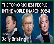 As of March 1, the 10 richest people on the planet are worth a combined &#36;1.56 trillion—&#36;115 billion more than a month earlier. Mark Zuckerberg moved up one spot, while India’s Mukesh Ambani returns to the top 10 for the first time in two years.&#60;br/&#62;&#60;br/&#62;Billionaire Elon Musk lost his title as world’s richest person in January, as shares of his electric car maker slid and a judge in Delaware voided Musk’s &#36;51 billion pay package, leading Forbes to discount his package of options. He is still no. 2 but his fortune has rebounded above &#36;200 billion, from &#36;182.6 billion, and he’s closed the gap between him and luxury goods tycoon Bernard Arnault of France. &#60;br/&#62;&#60;br/&#62;Arnault had a very good month, adding &#36;19 billion to his net worth but not quite as good as Musk whose fortune jumped &#36;27 billion.&#60;br/&#62;&#60;br/&#62;Read the full story on Forbes: https://www.forbes.com/sites/forbeswealthteam/article/the-top-ten-richest-people-in-the-world/?sh=2e256fbb54dc&#60;br/&#62;&#60;br/&#62;Subscribe to FORBES: https://www.youtube.com/user/Forbes?sub_confirmation=1&#60;br/&#62;&#60;br/&#62;Fuel your success with Forbes. Gain unlimited access to premium journalism, including breaking news, groundbreaking in-depth reported stories, daily digests and more. Plus, members get a front-row seat at members-only events with leading thinkers and doers, access to premium video that can help you get ahead, an ad-light experience, early access to select products including NFT drops and more:&#60;br/&#62;&#60;br/&#62;https://account.forbes.com/membership/?utm_source=youtube&amp;utm_medium=display&amp;utm_campaign=growth_non-sub_paid_subscribe_ytdescript&#60;br/&#62;&#60;br/&#62;Stay Connected&#60;br/&#62;Forbes newsletters: https://newsletters.editorial.forbes.com&#60;br/&#62;Forbes on Facebook: http://fb.com/forbes&#60;br/&#62;Forbes Video on Twitter: http://www.twitter.com/forbes&#60;br/&#62;Forbes Video on Instagram: http://instagram.com/forbes&#60;br/&#62;More From Forbes:http://forbes.com&#60;br/&#62;&#60;br/&#62;Forbes covers the intersection of entrepreneurship, wealth, technology, business and lifestyle with a focus on people and success.
