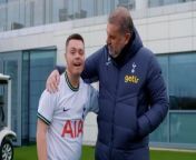 Tottenham manager Ange Postecoglou meets Spurs fan Owen Bright at Tottenham&#39;s training ground ahead of ahead of Down Syndrome Awareness Week.PA