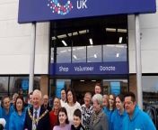 Stafford Cancer research UK superstore ribon cutting.