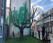 A piece of artwork that has appeared near Finsbury Park in north London on Sunday is suspected of being by street artist Banksy.