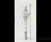 A video of a pencil sketch, of a barbarian. Drawn by Scott Snider. Uploaded 04-15-2024.