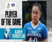 UAAP Player of the Game Highlights: Karen Verdeflor keeps Adamson alive from karen salsa