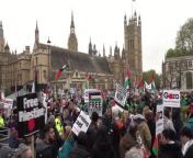 Thousands of pro-Palestinian protesters have begun marching in central London calling for an immediate ceasefire in Gaza.The march, organised by the Palestine Solidarity Campaign, set off from Parliament Square shortly before 1pm and will pass through Whitehall before ending at Hyde Park.