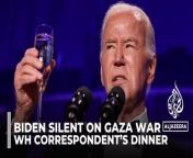 #Palestine #UnitedStates #JoeBiden #WhiteHouseCorrespondentsDinner #WHCorrespondentsDinner #PalestinianJournalists #Gaza #WarOnGaza #israelWarOnGaza #CPJ #Palestine&#60;br/&#62;#UnitedStates&#60;br/&#62;#JoeBiden&#60;br/&#62;Guests attending the annual White House Correspondents dinner were greeted with chants of &#39;shame on you&#39;, by protesters opposed to President Biden&#39;s handling of the war. &#60;br/&#62;The US president has spoken at the annual White House Correspondents’ dinner, offering a toast to “press freedom and democracy” but making no mention of Israel’s war on Gaza that has killed at least 97 journalists.&#60;br/&#62;Many also demanded members of the media boycott the event in support of the 142 Palestinian journalists killed by Israeli forces.&#60;br/&#62;&#60;br/&#62;AShihab Rattansi reports from Washington, DC. &#60;br/&#62;&#60;br/&#62;Subscribe to our channel