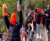 Hundreds gather in New York to witness man eat entire jar of cheese balls from abracadaball jar