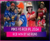 Royal Challengers Bengaluru defeated Punjab Kings by 60 runs to secure their fifth win of the IPL 2024. Defending 242 runs, RCB bowled out PBKS for 181&#60;br/&#62;