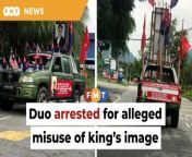 Hulu Selangor police chief Ahmad Faizal Tahrim says two local men in their 60s were arrested and have been remanded until May 7.&#60;br/&#62;&#60;br/&#62;Read More: https://www.freemalaysiatoday.com/category/nation/2024/05/05/cops-detain-duo-over-alleged-misuse-of-the-kings-image/ &#60;br/&#62;&#60;br/&#62;Laporan Lanjut: https://www.freemalaysiatoday.com/category/bahasa/tempatan/2024/05/05/gambar-agong-pm-atas-4wd-2-lelaki-disiasat-bawah-akta-hasutan/&#60;br/&#62;&#60;br/&#62;Free Malaysia Today is an independent, bi-lingual news portal with a focus on Malaysian current affairs.&#60;br/&#62;&#60;br/&#62;Subscribe to our channel - http://bit.ly/2Qo08ry&#60;br/&#62;------------------------------------------------------------------------------------------------------------------------------------------------------&#60;br/&#62;Check us out at https://www.freemalaysiatoday.com&#60;br/&#62;Follow FMT on Facebook: https://bit.ly/49JJoo5&#60;br/&#62;Follow FMT on Dailymotion: https://bit.ly/2WGITHM&#60;br/&#62;Follow FMT on X: https://bit.ly/48zARSW &#60;br/&#62;Follow FMT on Instagram: https://bit.ly/48Cq76h&#60;br/&#62;Follow FMT on TikTok : https://bit.ly/3uKuQFp&#60;br/&#62;Follow FMT Berita on TikTok: https://bit.ly/48vpnQG &#60;br/&#62;Follow FMT Telegram - https://bit.ly/42VyzMX&#60;br/&#62;Follow FMT LinkedIn - https://bit.ly/42YytEb&#60;br/&#62;Follow FMT Lifestyle on Instagram: https://bit.ly/42WrsUj&#60;br/&#62;Follow FMT on WhatsApp: https://bit.ly/49GMbxW &#60;br/&#62;------------------------------------------------------------------------------------------------------------------------------------------------------&#60;br/&#62;Download FMT News App:&#60;br/&#62;Google Play – http://bit.ly/2YSuV46&#60;br/&#62;App Store – https://apple.co/2HNH7gZ&#60;br/&#62;Huawei AppGallery - https://bit.ly/2D2OpNP&#60;br/&#62;&#60;br/&#62;#FMTNNews#PRK #KualaKubuBaharu #YDPA #MisuseofImage