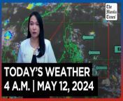 Today&#39;s Weather, 4 A.M. &#124; May 12, 2024&#60;br/&#62;&#60;br/&#62;Video Courtesy of DOST-PAGASA&#60;br/&#62;&#60;br/&#62;Subscribe to The Manila Times Channel - https://tmt.ph/YTSubscribe &#60;br/&#62;&#60;br/&#62;Visit our website at https://www.manilatimes.net &#60;br/&#62;&#60;br/&#62;Follow us: &#60;br/&#62;Facebook - https://tmt.ph/facebook &#60;br/&#62;Instagram - https://tmt.ph/instagram &#60;br/&#62;Twitter - https://tmt.ph/twitter &#60;br/&#62;DailyMotion - https://tmt.ph/dailymotion &#60;br/&#62;&#60;br/&#62;Subscribe to our Digital Edition - https://tmt.ph/digital &#60;br/&#62;&#60;br/&#62;Check out our Podcasts: &#60;br/&#62;Spotify - https://tmt.ph/spotify &#60;br/&#62;Apple Podcasts - https://tmt.ph/applepodcasts &#60;br/&#62;Amazon Music - https://tmt.ph/amazonmusic &#60;br/&#62;Deezer: https://tmt.ph/deezer &#60;br/&#62;Tune In: https://tmt.ph/tunein&#60;br/&#62;&#60;br/&#62;#TheManilaTimes&#60;br/&#62;#WeatherUpdateToday &#60;br/&#62;#WeatherForecast