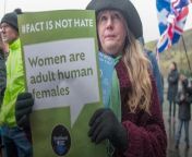 Around 300 people protested outside the Scottish Parliament to oppose new hate crime legislation, with some saying they were prepared to be jailed on Monday, 1 April.Source: PA